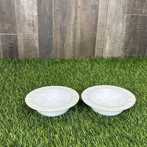 Vintage Milk Glass Grape Leaf Bowls Set of 2 Harvest Relief Retro Cottagecore